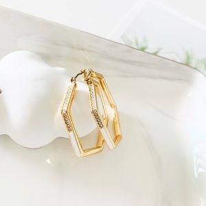 🚫Sold🚫 DKNY Octagon Hoop Earrings White